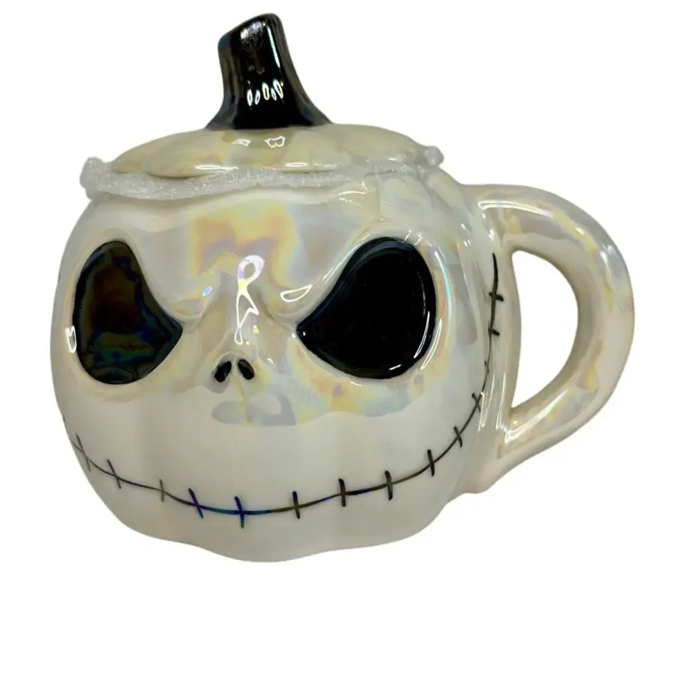 Disney THE NIGHTMARE BEFORE CHRISTMAS Jack Skellington Iridescent Mug W/ Lid NEW